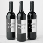 Dank u Zwart-wit Elegant Stijlvol Op Art Wijn Etiket (Flessen)