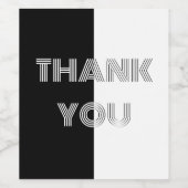 Dank u Zwart-wit Elegant Stijlvol Op Art Wijn Etiket (Enkel label)