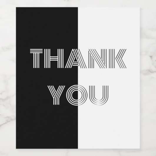 Dank u Zwart-wit Elegant Stijlvol Op Art Wijn Etiket (Enkel label)
