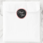 Dank u Zwart Wit en Roze Elegant Script Ronde Sticker (Tas)