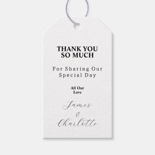 Dank u zwart-wit foto bruiloft gunst cadeaulabel (Voorkant)