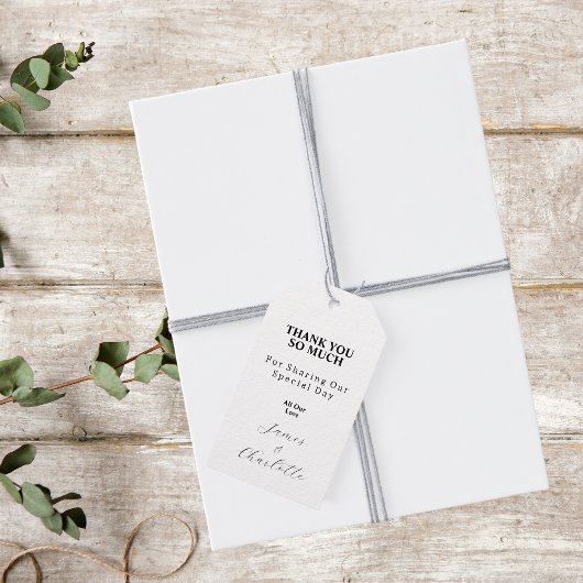 Dank u zwart-wit foto bruiloft gunst cadeaulabel