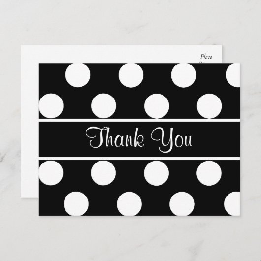 Dank u zwart-wit Polka Dot Briefkaart (Voorkant / Achterkant)