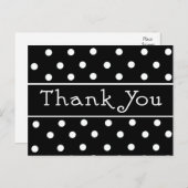 Dank u Zwart & Wit Polka Dot Pattern Briefkaart (Voorkant / Achterkant)