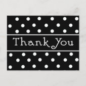 Dank u Zwart & Wit Polka Dot Pattern Briefkaart (Voorkant)