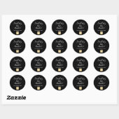 Dank u zwart wit script business logo ronde sticker (Vel)
