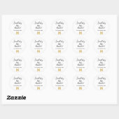 Dank u zwart wit script business logo ronde sticker (Vel)