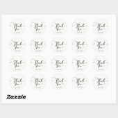 Dank u Zwart Wit Script Custom Wedding Favor Ronde Sticker (Vel)