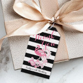 Dank U Zwart-wit Streep Roze Flamingo Cadeaulabel