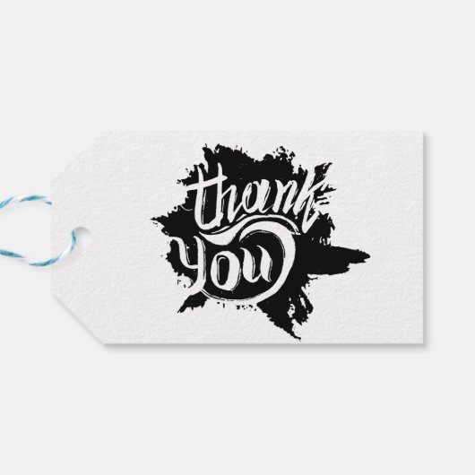 Dank u Zwart & Wit Verf Splat Gift Bruiloft Cadeaulabel (Achterkant Horizontaal)