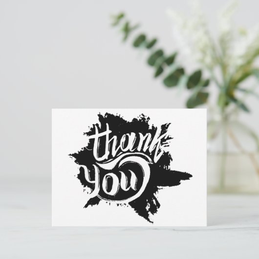 Dank u zwart-wit verf splatter bruiloft briefkaart (Staand voorkant)