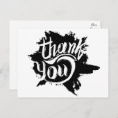 Dank u zwart-wit verf splatter bruiloft briefkaart (Voorkant / Achterkant)