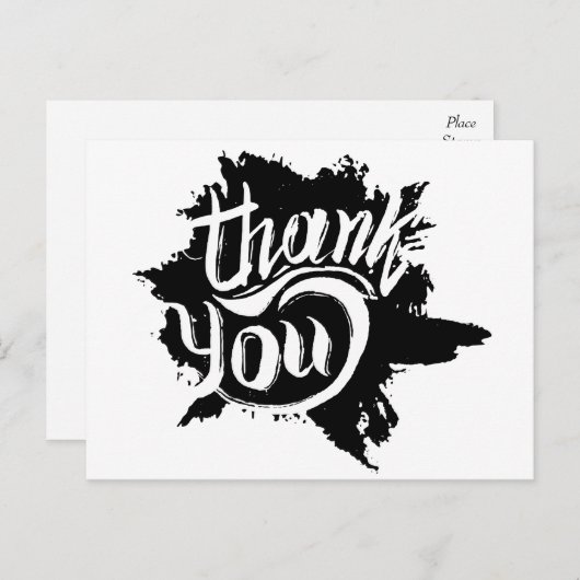 Dank u zwart-wit verf splatter bruiloft briefkaart (Voorkant / Achterkant)