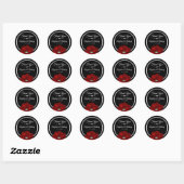 Dank u Zwart Zilver ROOD Rose Bruiloft Seals Ronde Sticker (Vel)