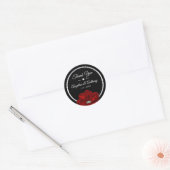 Dank u Zwart Zilver ROOD Rose Bruiloft Seals Ronde Sticker (Envelop)