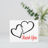 Dank u, zwarte en rode harten post Kaart (Staand voorkant)