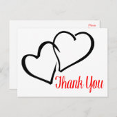 Dank u, zwarte en rode harten post Kaart (Voorkant / Achterkant)