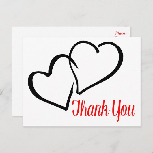 Dank u, zwarte en rode harten post Kaart (Voorkant / Achterkant)