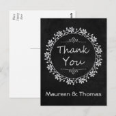 Dank u zwarte krijtbord bloemenkrans post Kaart (Voorkant / Achterkant)