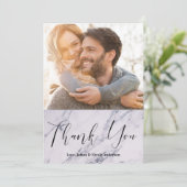 Dank U Zwarte Moderne Scriptie Marmer Foto Afbeeld Bedankkaart (Staand voorkant)