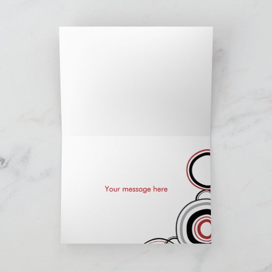 Dank u - Zwarte & Rode Cirkels Bedankkaart (Binnen)