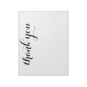 Dank U Zwarte Script Afdruk 11 x 8.5 Notitieblok (Linkerzijde)