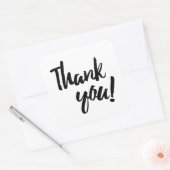 Dank u Zwarte Typografie van het Manuscript van de Vierkante Sticker (Envelop)