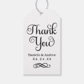 Dank U Zwarte Witte Calligrafie Monogram Favor Cadeaulabel (Voorkant)