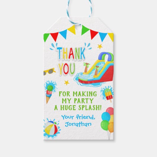 Dank u zwembad Waterslide Summer Party Cadeaulabel (Voorkant)