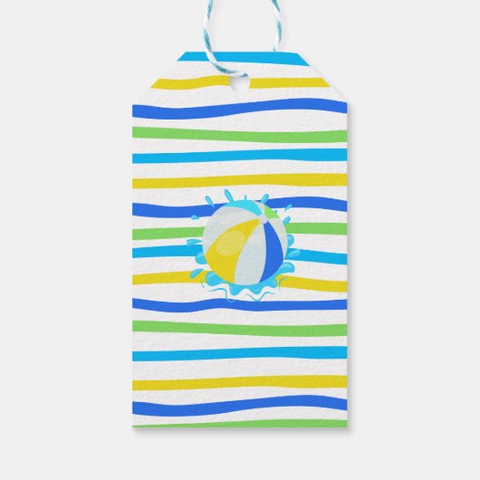 Dank u zwembad Zomerverjaardagsfeest groen blauw Cadeaulabel (Achterkant)