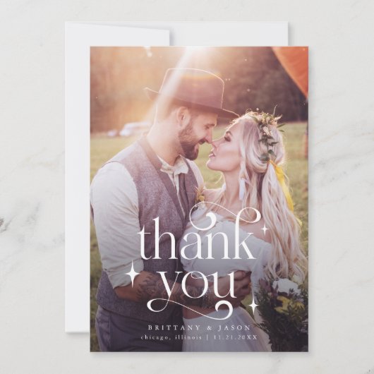 Dank u Zwemel Overlay Text Wedding Bedankkaart (Voorkant)