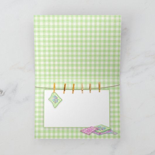 Dank     UBlank - Quilt Squares on Clotheline Bedankkaart (Binnen)