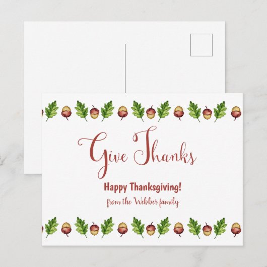 Dank Uiten Fijne Thanksgiving Aangepast Briefkaart (Voorkant / Achterkant)