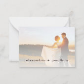 Dank van de moderne Pas getrouwd Noteer Foto Notitiekaartje (Achterkant)