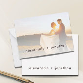 Dank van de moderne Pas getrouwd Noteer Foto Notitiekaartje