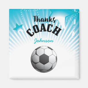 Dank Voetbalcoach Aqua Blauwe Sterren Bal Magneet
