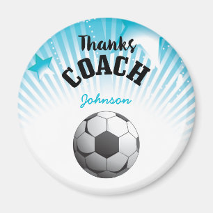Dank Voetbalcoach Aqua Blauwe Sterren Bal Magneet
