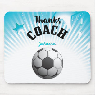 Dank Voetbalcoach Aqua Blauwe Sterren Bal Muismat