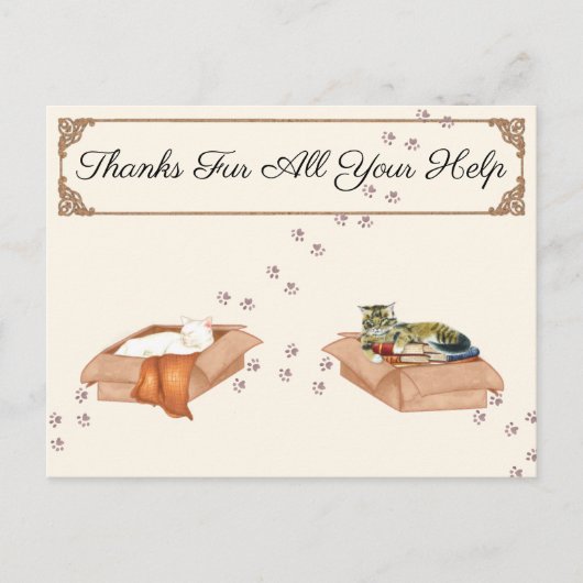 Dank voor al jullie hulp! Katten in dozen, dankbaa Briefkaart (Voorkant)