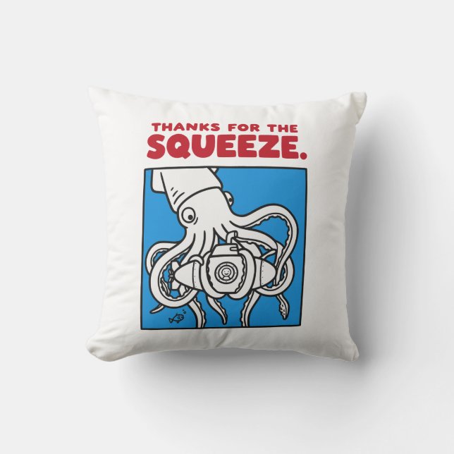 "Dank voor de knuffel Funny Squid Diepzee Illustra Kussen (Voorkant)