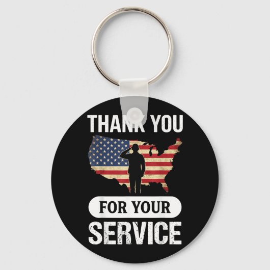 Dank Voor Dienst Patriottische Veteranendag 1 Sleutelhanger (Voorkant)