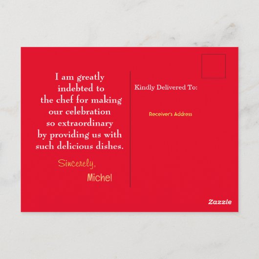 Dank voor kerstgerechten briefkaart (Achterkant)