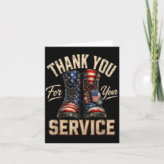 Dank voor service patriottische militaire laarzen kaart (Voorkant)