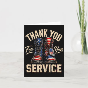 Dank voor service patriottische militaire laarzen kaart