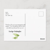 Dank voor uw aanmoedigingsgebladerte briefkaart (Achterkant)