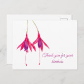 Dank voor uw vriendelijkheid Waterverf Fuschia Briefkaart (Voorkant / Achterkant)