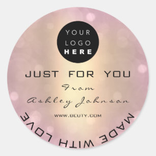 Dank Winkelen Logo Gemaakt Met Liefde Goud Roos Ronde Sticker