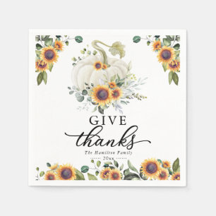 Dank Zonnebloemen Witte Pompoen Thanksgiving Servet