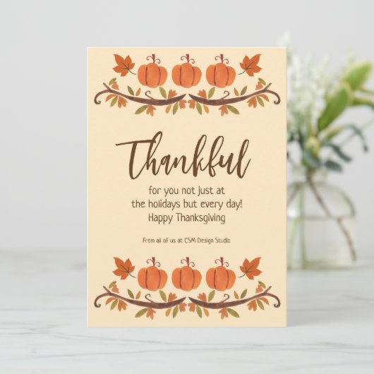 Dankbaar aangepaste Logo Thanksgiving vakantie Kaa Feestdagenkaart (Staand voorkant)