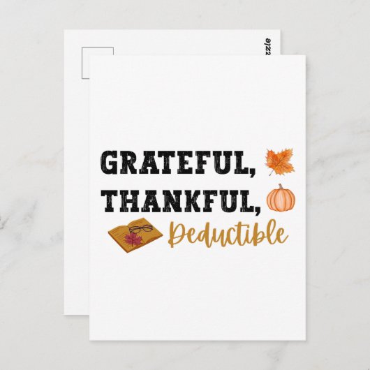 Dankbaar aftrekbaar - grappige accountant briefkaart (Voorkant / Achterkant)